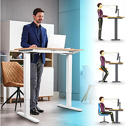 Duronic TM51 WE Structure de Bureau Assis-Debout électrique | Hauteur Ajustable de 72 à 118 cm | Charge maximale de 70 kg | Plateau de 120 140 ou 160 cm vendu séparément | Ports USB et USB-C pas cher