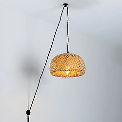 Barcelona led Suspension osier Yonna - Noir et naturel pas cher
