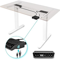 Duronic TM61 WE Structure de Bureau Assis-Debout électrique | Hauteur Ajustable de 72 à 120 cm | Charge maximale de 80 kg | Plateau de 120 140 ou 160 cm vendu séparément | Ports USB et USB-C