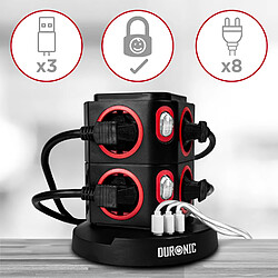Acheter Duronic ET8W Tour Multiprise avec 3 ports USB et Recharge sans fil | 8 Prises 3680W 13A | Multiprise avec parasurtenseur protection contre les surtensions | Câble de 1,8 m