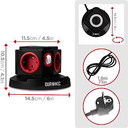 Duronic ET4W Tour Multiprise avec 3 ports USB et Recharge sans fil | 4 Prises 3680W 13A | Multiprise avec parasurtenseur protection contre les surtensions | Câble de 1,8 m