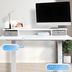 Duronic DD2 WE Planche de 120 cm avec 2 Tiroirs pour Bureau | Compatible avec Plateaux TT120 TT140 TT160 de | Structure réglable en Hauteur Vendue séparément TM51 ou TM61 | Blanc | MDF pas cher