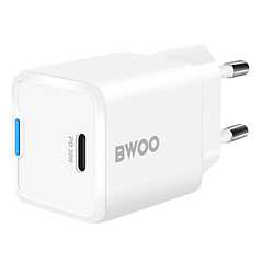 Bwoo Chargeur Secteur Rapide 30W GaN USB-C Blanc