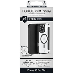 Bigben Etui Folio Renforcé iPhone 16 Pro Max Compatible MagSafe Noir - Garantie à vie Force Case