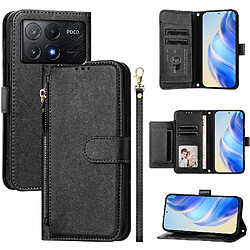 Avis Xiaomi Poco X6 Pro Étui Pour flip Cuir PU Magnétique Fermeture éclair Titulaire de la carte GANGXUN Noir