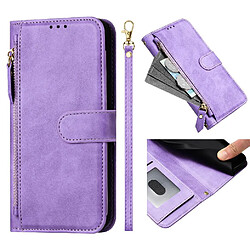 Tongez Étui Pour Xiaomi POCO F6 5G Cuir PU Magnétique Titulaire de la carte Fermeture éclair GANGXUN Violet 
