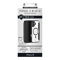Bigben Etui Folio Renforcé iPhone 16 Compatible MagSafe Noir - Garantie à vie Force Case