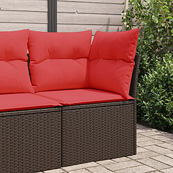 Avis vidaXL Canapé d'angle de jardin avec coussins en résine tressée marron