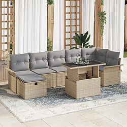 vidaXL Ensemble de canapé de jardin 8 pcs Beige Poly rotin 