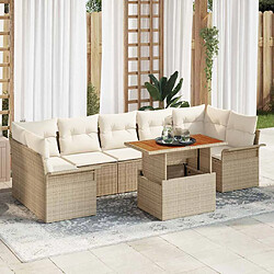 vidaXL Ensemble de canapé de jardin avec coussin 8 pcs beige et crème