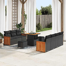 vidaXL Ensemble de canapé de jardin 10 pcs Noir et Marron