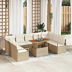vidaXL Ensemble de canapé de jardin avec coussin 10 pcs Beige et crème