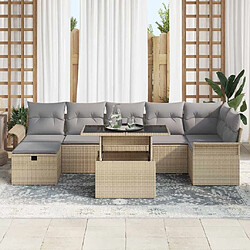 Avis vidaXL Ensemble de canapé de jardin 8 pcs Beige Poly rotin