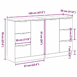vidaXL Buffet Chêne noir 120 x 30 x 70 cm Bois d'ingénierie pas cher