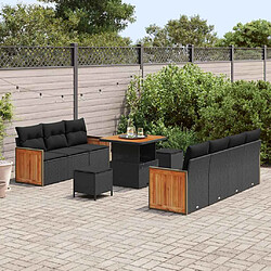 Avis vidaXL Ensemble de canapé de jardin 10 pcs Noir et Marron polyrotin
