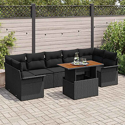 vidaXL Ensemble de canapé de jardin 8 pcs Noir 100 x 55 x 73 cm