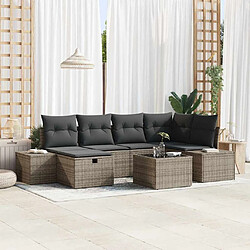 vidaXL Ensemble de canapé de jardin 7 pcs Gris 55 x 62 x 69 cm