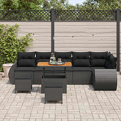 Avis vidaXL Ensemble de canapé de jardin 9 pcs Noir Poly Rattan