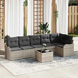vidaXL Ensemble de canapé de jardin avec coussin 7 pcs Gris Poly rotin