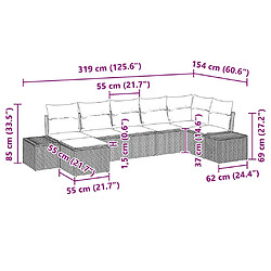 vidaXL Ensemble de canapé de jardin avec coussin 7 pcs Beige polyrotin pas cher