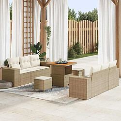 vidaXL Ensemble de canapé de jardin 9 pcs Beige Poly rotin 