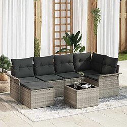 vidaXL Ensemble de canapé de jardin 7 pcs Gris clair Poly rotin