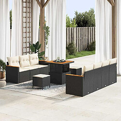vidaXL Ensemble de canapé de jardin 10 pcs Noir Poly rotin