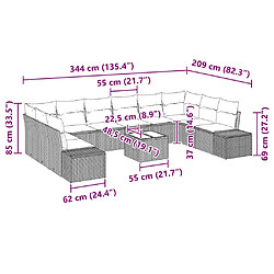 vidaXL Ensemble de canapé de jardin avec coussin 10 pcs Noir Polyrotin pas cher