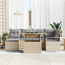 Avis vidaXL Ensemble de canapé de jardin 7 pcs beige et gris clair