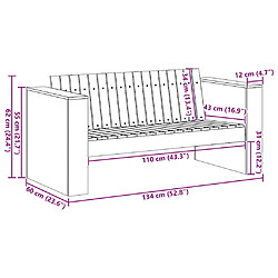vidaXL Canapé de jardin Blanc 134 x 60 x 62 cm Bois de pin massif pas cher