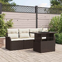 vidaXL Ensemble de canapé de jardin 5 pcs Marron Poly Rattan