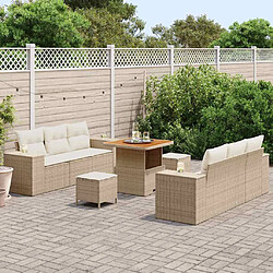 Avis vidaXL Ensemble de canapé de jardin 9 pcs Beige Poly rotin