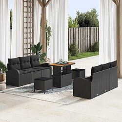 vidaXL Ensemble de canapé de jardin 9 pcs Noir 90 x 55 x 71 cm