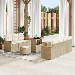 vidaXL Ensemble de canapé de jardin 10 pcs Beige Poly rotin