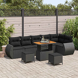 vidaXL Ensemble de canapé de jardin 9 pcs Noir Poly Rattan 