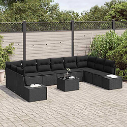Avis vidaXL Ensemble de canapé de jardin avec coussin 10 pcs Noir Polyrotin