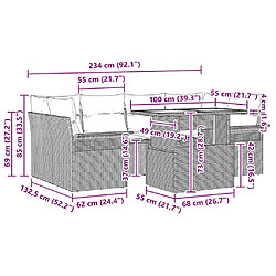 vidaXL Ensemble de canapé de jardin avec coussin 7 pcs Noir pas cher