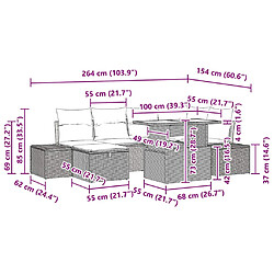 vidaXL Ensemble de canapé de jardin avec coussin 7 pcs Noir Poly rotin pas cher
