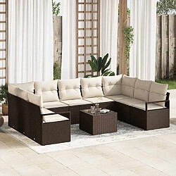 vidaXL Ensemble de canapé de jardin 10 pcs Marron et Crème polyrotin