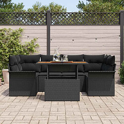 Avis vidaXL Ensemble de canapé de jardin avec coussin 7 pcs Noir