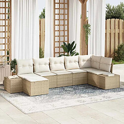 vidaXL Ensemble de canapé de jardin avec coussin 7 pcs Beige polyrotin 