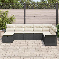 Avis vidaXL Ensemble de canapé de jardin 8 pcs Noir et Crème polyrotin