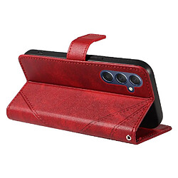 Acheter Flip Étui Pour Samsung Galaxy A25 5G Étui de protection de téléphone en cuir Avec couture diamant Et fente pour carte De haute qualité FOXDOCK Rouge