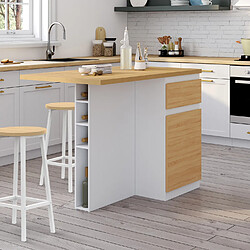 Idmarket ILOT CENTRAL TINO 120CM BOIS/B