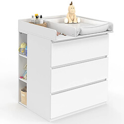 Idmarket Commode à langer évolutive AMBRE blanc 3 tiroirs table à langer et 2 étagères amovibles