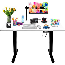 Duronic CD120 BW Bureau Assis-Debout électrique Complet avec Plateau de 120 cm Hauteur Ajustable de 72 à 118 cm Charge maximale de 70 kg Poste Travail Assis Debout Domicile télétravail Bureau