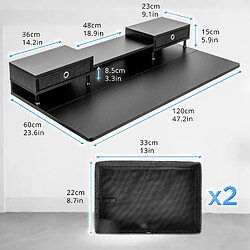 Duronic DD1 BK Plateau avec 2 Tiroirs pour Bureau Assis Debout de 120 cm Compatible avec la plupart des Structures Assis Debout Idéal pour Poste de travail à domicile ou bureau