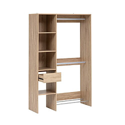 Pegane Dressing 2 penderies avec étagères coloris Effet chêne naturel - Longueur 118 x largeur 39,5 x Hauteur 180 cm
