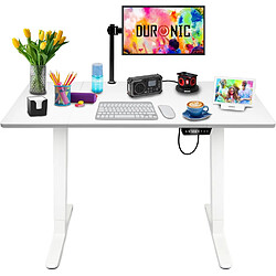 Duronic CD120 WE Bureau Assis-Debout électrique Complet avec Plateau de 120 cm Hauteur Ajustable de 72 à 118 cm Charge maximale de 70 kg Poste Travail Assis Debout Domicile télétravail Bureau