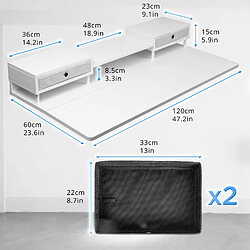 Duronic DD1 WE Plateau avec 2 Tiroirs pour Bureau Assis Debout de 120 cm Compatible avec la plupart des Structures Assis Debout Idéal pour Poste de travail à domicile ou bureau